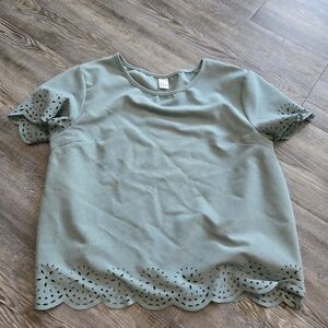 Elegant Sage Green Eyelet Blouse
